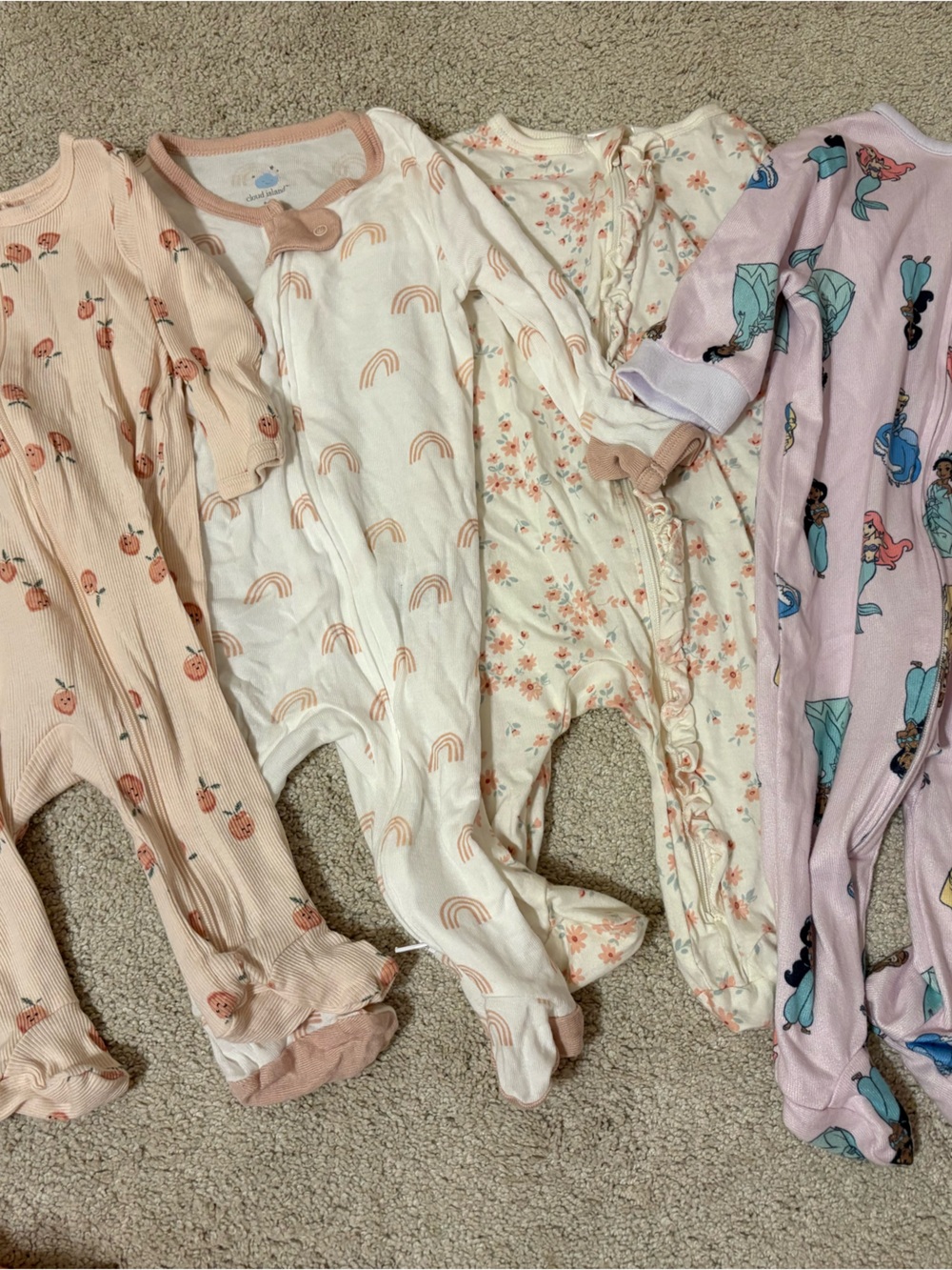 Girls' Pink and Cream Printed One-Piece Sleepwear Set